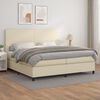 vidaXL Boxspringbett mit Matratze Creme 200x200 cm Kunstleder