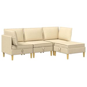 vidaXL Modular Sofa Set mit Stauraum 4 stk. Creme Stoff