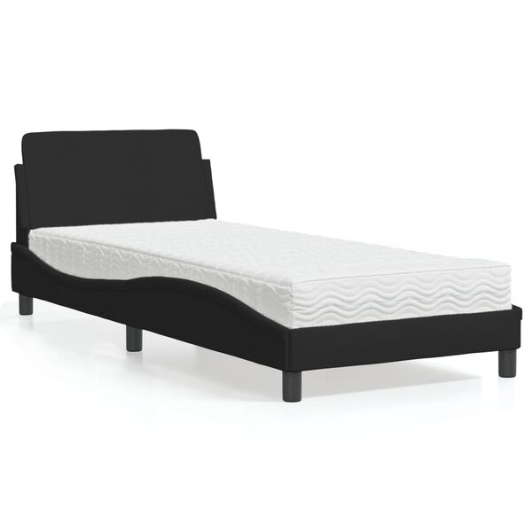 vidaXL Bett mit Matratze "Dover" Schwarz 90x190 cm Stoff
