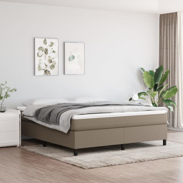 vidaXL Boxspringbett mit Matratze Taupe 180x200 cm Stoff