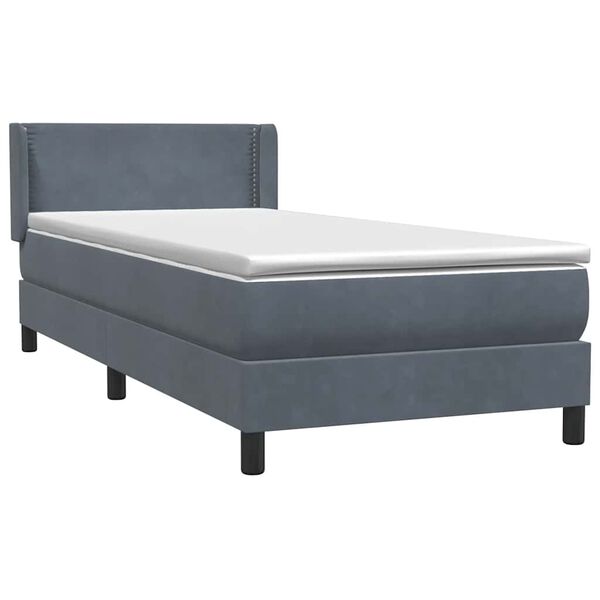 vidaXL Boxspringbett mit Matratze Dunkelgrau 100x210 cm Samt