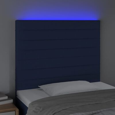 vidaXL LED Kopfteil Blau 80x5x118/128 cm Stoff
