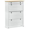 vidaXL Schuhschrank Corona Wei&szlig; 99 x 32 x 138 cm Massives Kiefernholz