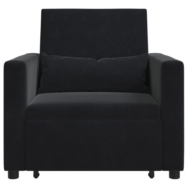 vidaXL Einzel-Schlafsofa mit R&auml;dern Schwarz 90 x 165 x 87 cm Samt