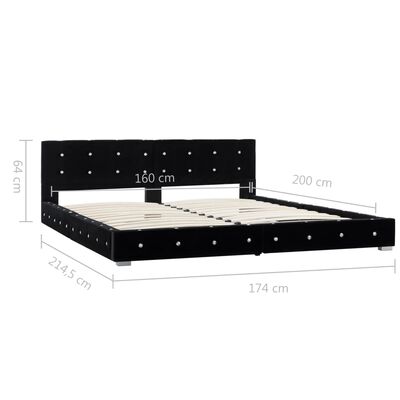 vidaXL Bett mit Matratze Schwarz Samt 160 x 200 cm