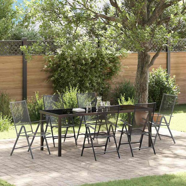 vidaXL Garten Essgruppe 7 pcs Anthrazit Pulverbeschichteter Stahl