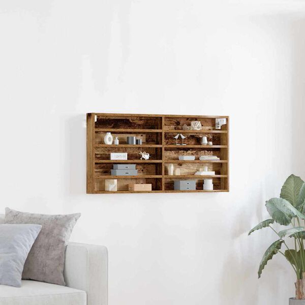 vidaXL Vitrine mit Regal Altholz 100 x 8,5 x 50 cm Holzwerkstoff