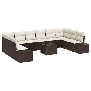 vidaXL Gartensofa-set mit Kissen 11 pcs Braun Poly-Rattan