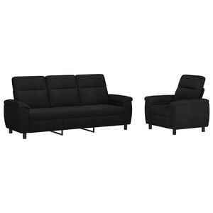 vidaXL Sofa-Set 2 pcs Schwarz Stoff