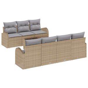 vidaXL Gartensofa-set Beige 55 x 55 x 37 cm Poly-Rattan