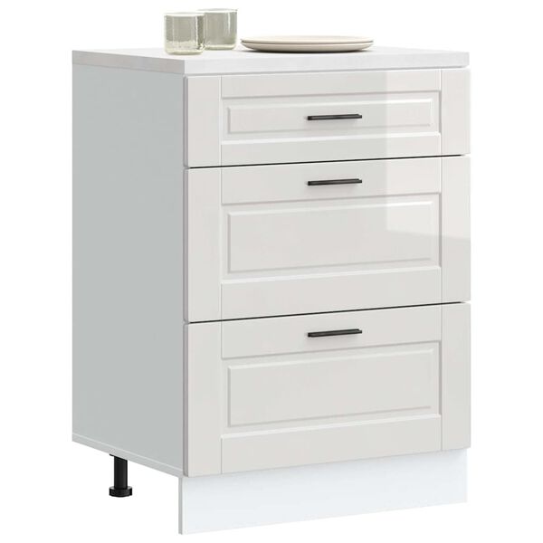 vidaXL K&uuml;chenunterschrank &bdquo;Porto&ldquo; Hochglanz-Wei&szlig; Holzwerkstoff