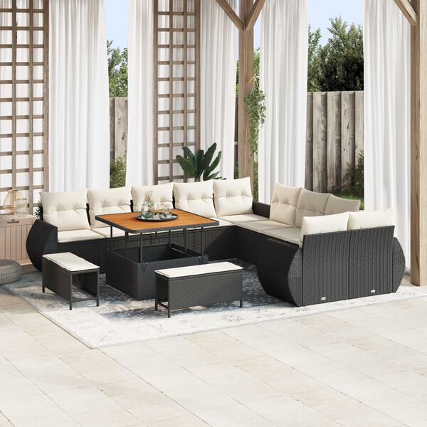 vidaXL Gartensofa-set 13 pcs Schwarz Poly-Rattan