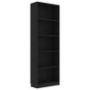 vidaXL Bücherregal 5 Fächer Schwarz 60x24x175 cm Holzwerkstoff