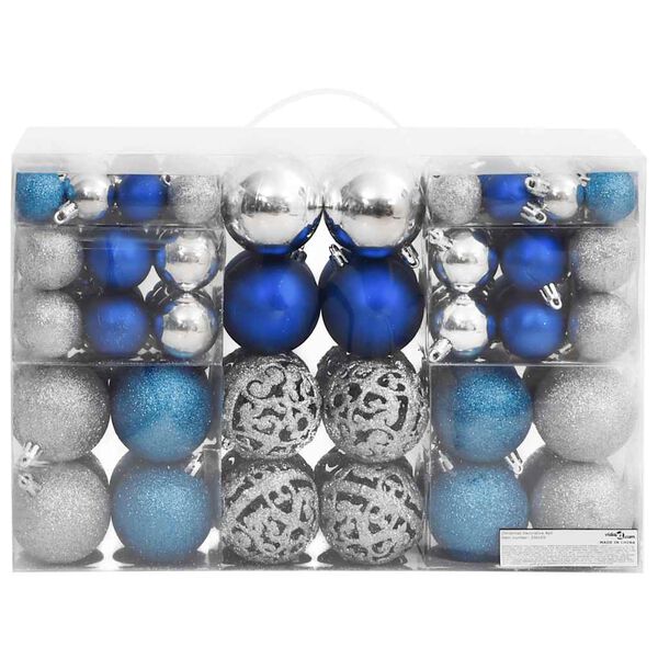 vidaXL Weihnachtskugeln 100 Stk. Blau und Silbern 3 / 4 / 6 cm