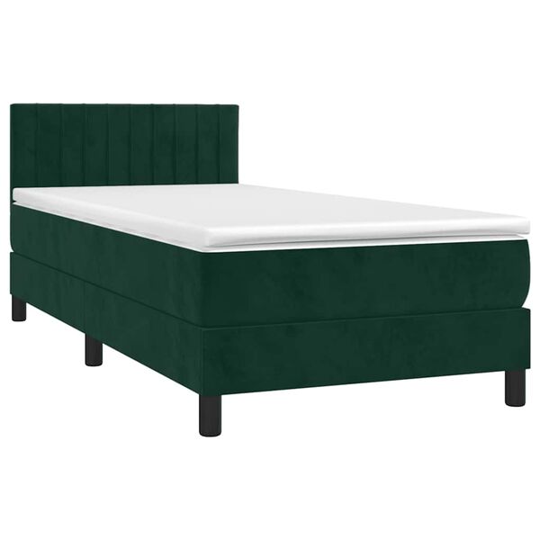 vidaXL Boxspringbett mit Matratze Dunkelgr&uuml;n 90x200 cm Samt