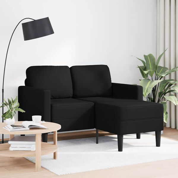 vidaXL 2-Sitzer-Sofa mit Chaiselongue L-f&ouml;rmig Schwarz 125 cm Kunstleder