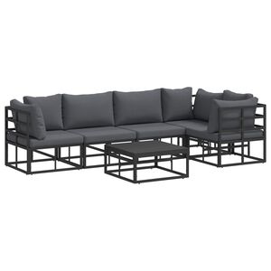 vidaXL Gartensofa-set mit Kissen 6 pcs Schwarz Aluminium