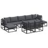 vidaXL Garten-Sofa-Set mit Kissen 9 pcs Schwarz Aluminium