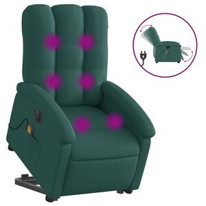vidaXL Elektrischer Massagesessel mit Aufstehhilfe Dunkelgr&uuml;n Stoff