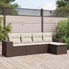 vidaXL 5-tlg. Garten-Sofagarnitur mit Kissen Braun Poly Rattan