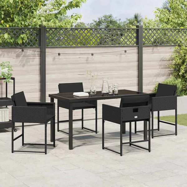 vidaXL Garten Essgruppe 5 pcs Schwarz Poly-Rattan