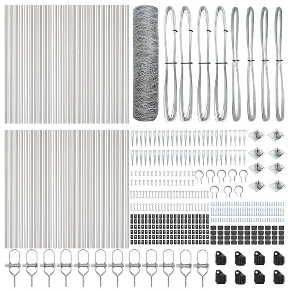 vidaXL Zaunpfosten Silber 100 x 0,6 m (36 mm Maschen) Stahl
