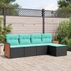 vidaXL 5-teiliges Gartensofa-Set mit Kissen, schwarzes Polyrattan