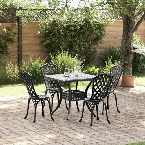 vidaXL Gartentisch Set 5 pcs Schwarz Gussaluminium