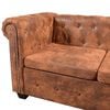 vidaXL Chesterfield-Ecksofa 6-Sitzer Kunstleder Braun