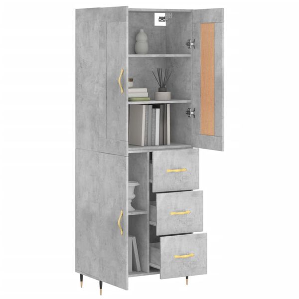 vidaXL Highboard Betongrau 69,5x34x180 cm Holzwerkstoff