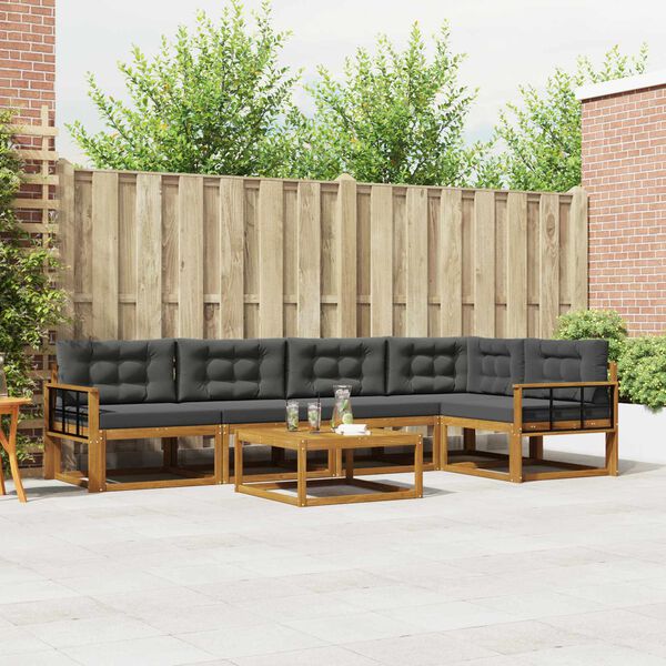 vidaXL Outdoor-Sofagarnitur mit Kissen 6 pcs Natur und Anthrazit