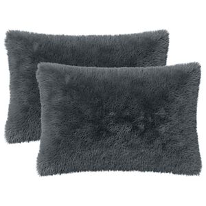 vidaXL Kissen mit Kissen HEERLEN 2 Stk. Anthrazit PV Fleece