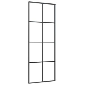 vidaXL Schiebet&uuml;r Schwarz 76x205 cm ESG Glas und Aluminium