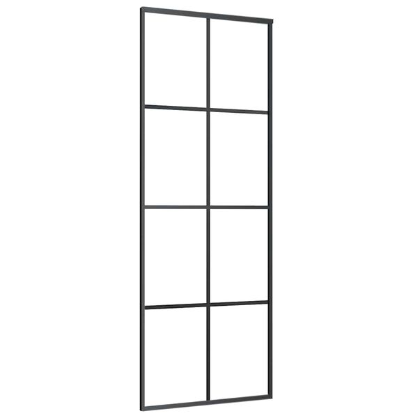 vidaXL Schiebet&uuml;r Schwarz 76x205 cm ESG Glas und Aluminium
