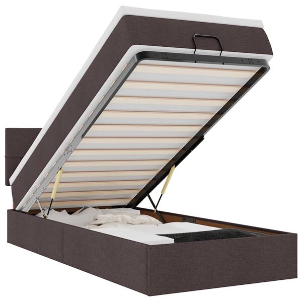 vidaXL Ottoman-Bett mit Matratze & LEDs Dunkelbraun 80x200 cm Stoff