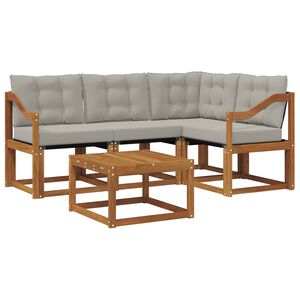 vidaXL Outdoor-Sofagarnitur mit Kissen 5 pcs Nat&uuml;rlich und Hellgrau