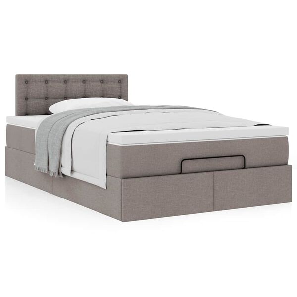 vidaXL Ottoman-Bett mit Matratze Taupe 120x190 cm Stoff
