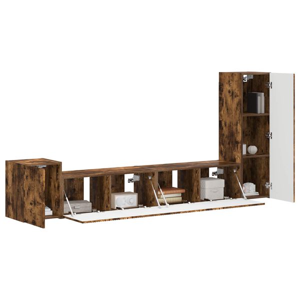 vidaXL TV-Schrankset 3 pcs Ger&auml;ucherte Eiche Holzwerkstoff