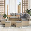 vidaXL Garten-Sofa-Set mit Kissen 9 pcs Beige Poly Rattan