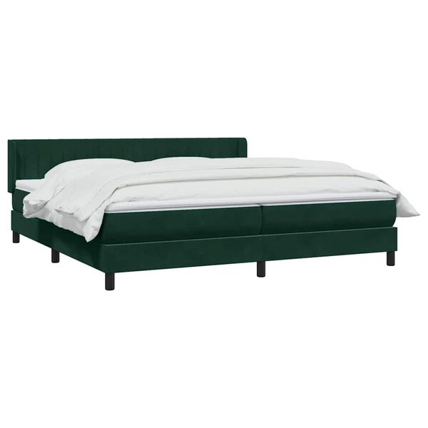 vidaXL Boxspringbett mit Matratze Dunkelgr&uuml;n 180x220 cm Samt