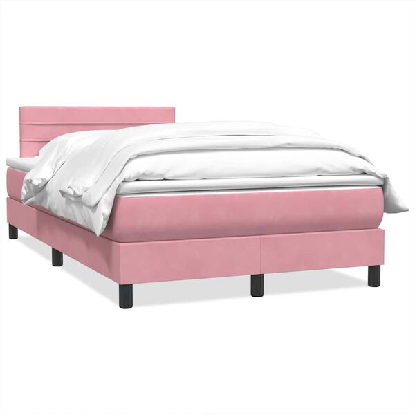 vidaXL Boxspringbett mit Matratze Rosa 120x220 cm Samt