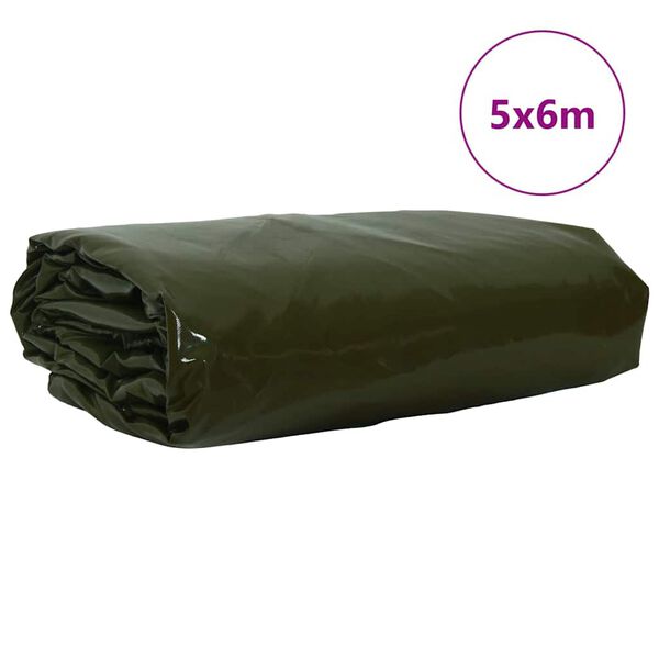 vidaXL Plane 650g / m² Olive Grün 5 x 6 m Canvas mit PVC-Beschichtung