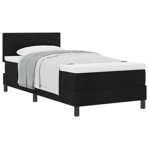 vidaXL Boxspringbett mit Matratze Schwarz 90 x 190 cm Stoff