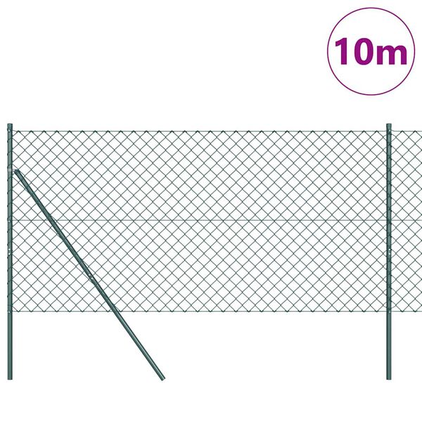 vidaXL Zaunpfosten Gr&uuml;n 10 x 1,2 m (60 x 60 mm Gitter) Stahl und PVC