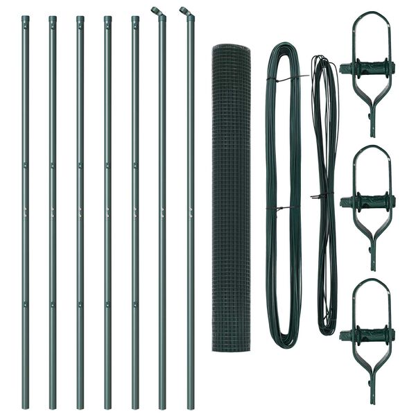vidaXL Zaunpfosten Gr&uuml;n 10 x 1,4 m (25 x 25 mm Netz) Stahl und PVC