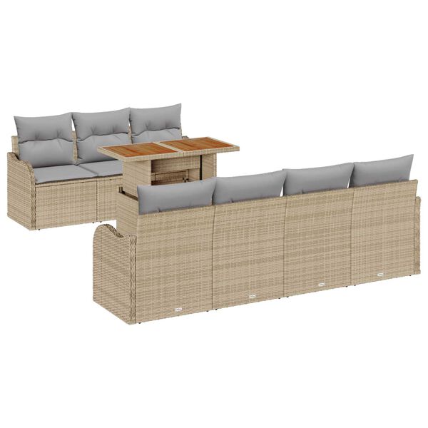 vidaXL Garten-Sofa-Set mit Kissen 8 pcs Beige und Hellgrau