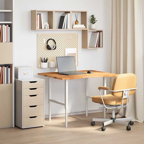 vidaXL Schreibtischplatte Hellbraun 100x80x2,5 cm Massivholz Eiche