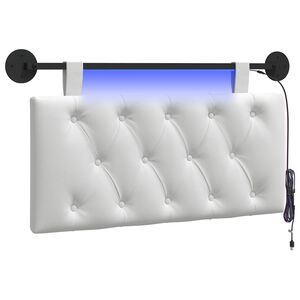 vidaXL H&auml;ngendes Kopfteil Mit LED Licht Wei&szlig; Stoff