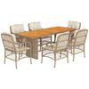 vidaXL 7-tlg. Garten-Essgruppe mit Kissen Beige Poly Rattan