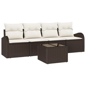 vidaXL Gartensofa-set 5 stk. 4-Sitzer Braun und Creme Poly-Rattan